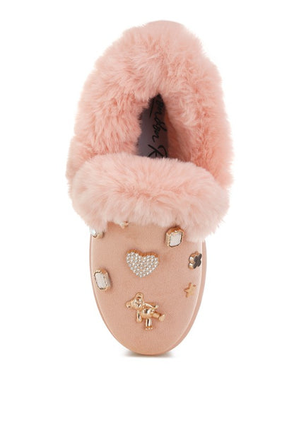 Zeta Charm Detail Slip On Snow Boots - Tigbul's Variety Fashion Shop