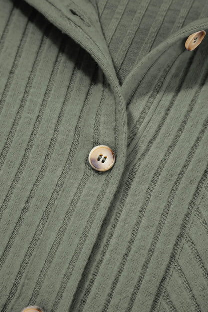 Ribbed Knit Button-Up Cardigan - Tigbul's Variety Fashion Shop