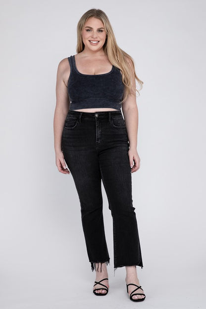 Plus Size High Rise Crop Flare Jeans - Tigbuls Variety Fashion