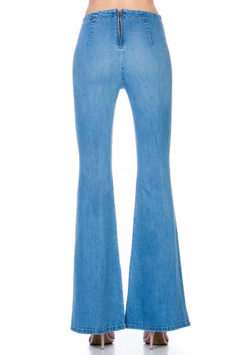 Zipper back high waist denim flare jean pants - Tigbul's Variety Fashion Shop