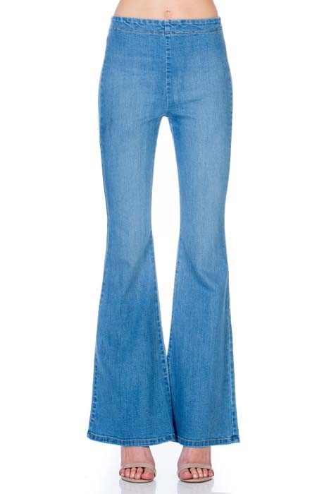 Zipper back high waist denim flare jean pants - Tigbul's Variety Fashion Shop