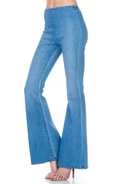 Zipper back high waist denim flare jean pants - Tigbul's Variety Fashion Shop