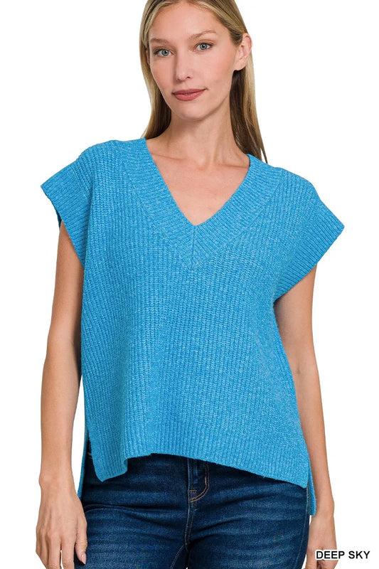 Zenana Oversized Sweater Vest with Side Slit - Tigbul's Variety Fashion Shop