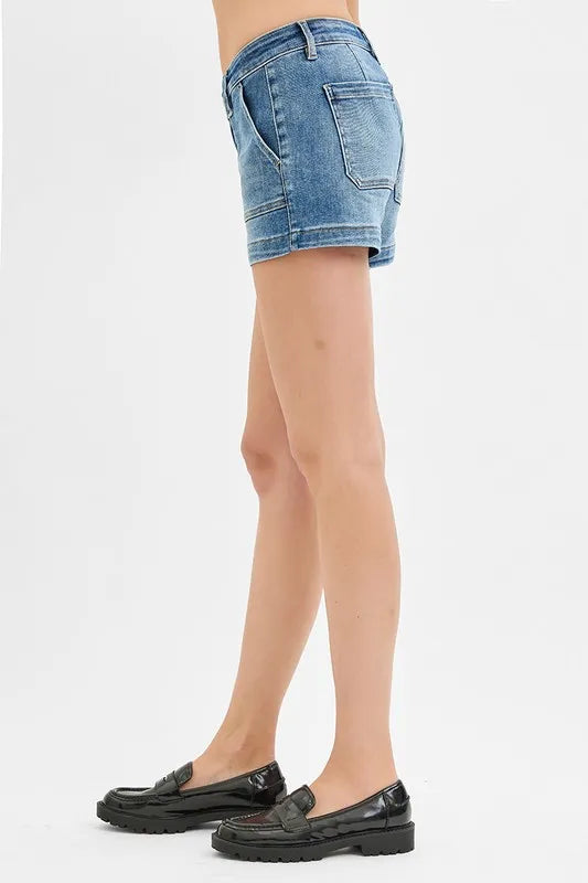 RISEN Low Rise Patched Pocket Shorts - Tigbul's Variety Fashion Shop