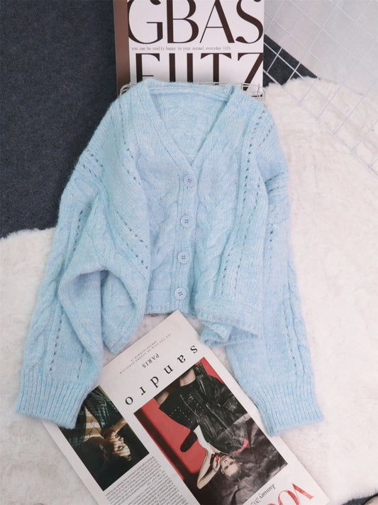 Cable Knit Button-Up Cardigan - Tigbul's Variety Fashion Shop