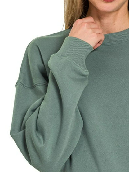 Zenana Fleece Round Neck Sweatshirts - Tigbul's Variety Fashion Shop