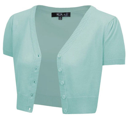 Cropped Bolero Button Down plus Cardigan Sweater - Tigbul's Variety Fashion Shop