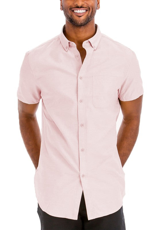 Weiv Men's Casual Short Sleeve Solid Shirts - Tigbuls Variety Fashion