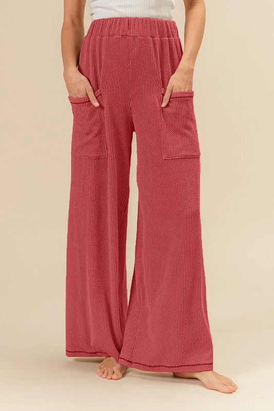 2 tone Cord Rib Waist Band Side Pocket Pants - Tigbul's Variety Fashion Shop