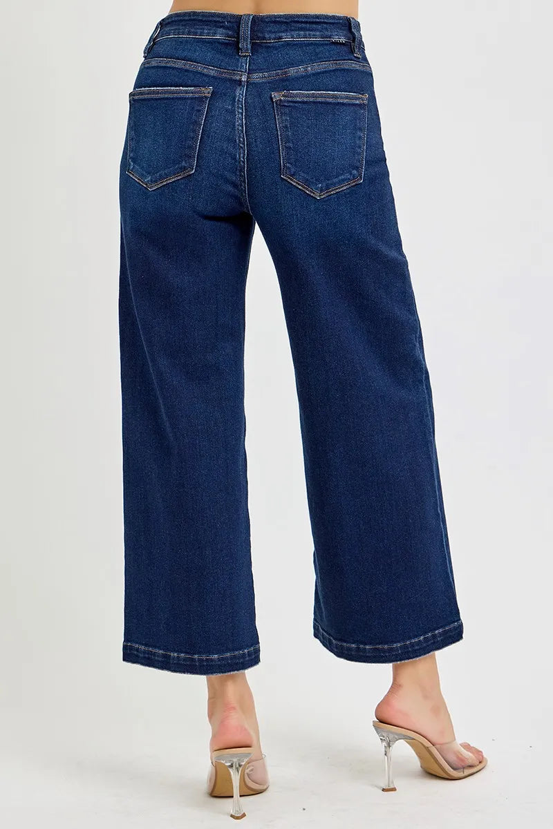 RISEN High Rise Crop Wide Jeans - Tigbul's Variety Fashion Shop