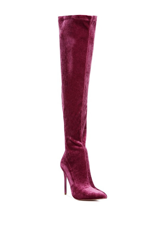 Stiletto Velvet Over The Knee Boots - Tigbuls Variety Fashion