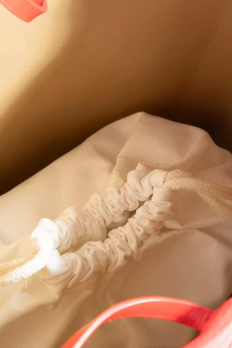 Bucket Pouch Faux Suede Medium Red Tote Bag - Tigbuls