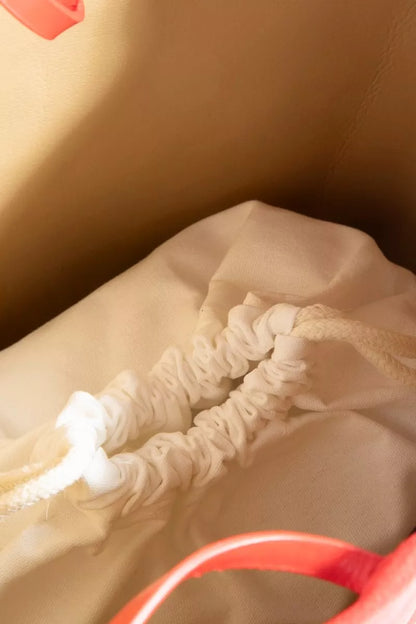 Bucket Pouch Faux Suede Medium Red Tote Bag - Tigbuls