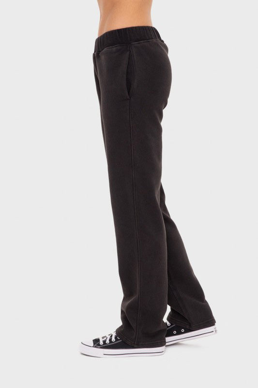 Black Elastic Waist Fleece Pants with Pockets - Tigbul's Variety Fashion Shop