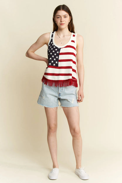 American Flag Fringe Tank Top - Tigbul's Variety Fashion Shop