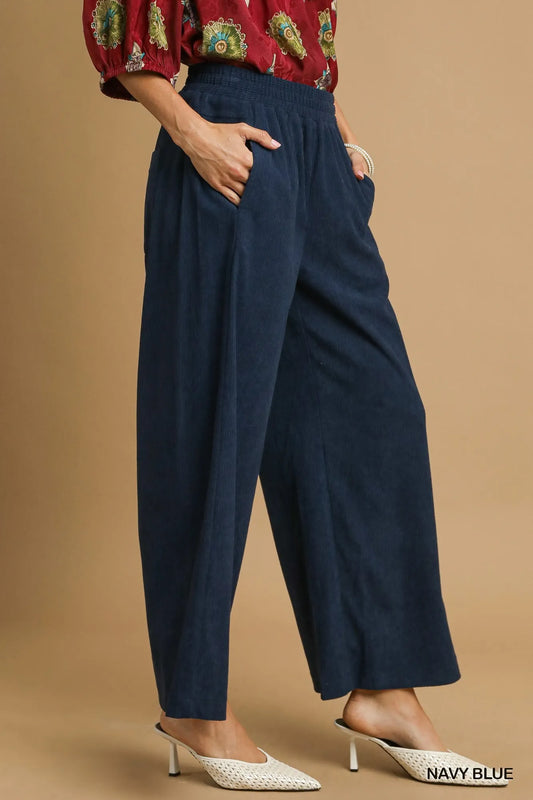 Umgee Wide-Leg Corduroy Pants - Tigbul's Variety Fashion Shop
