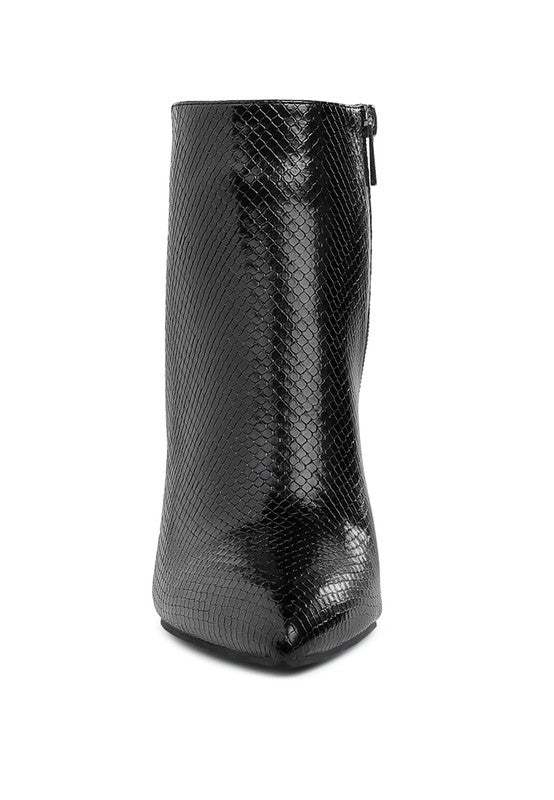Tatria Textured Stiletto Heel Ankle Boots - Tigbul's Variety Fashion Shop