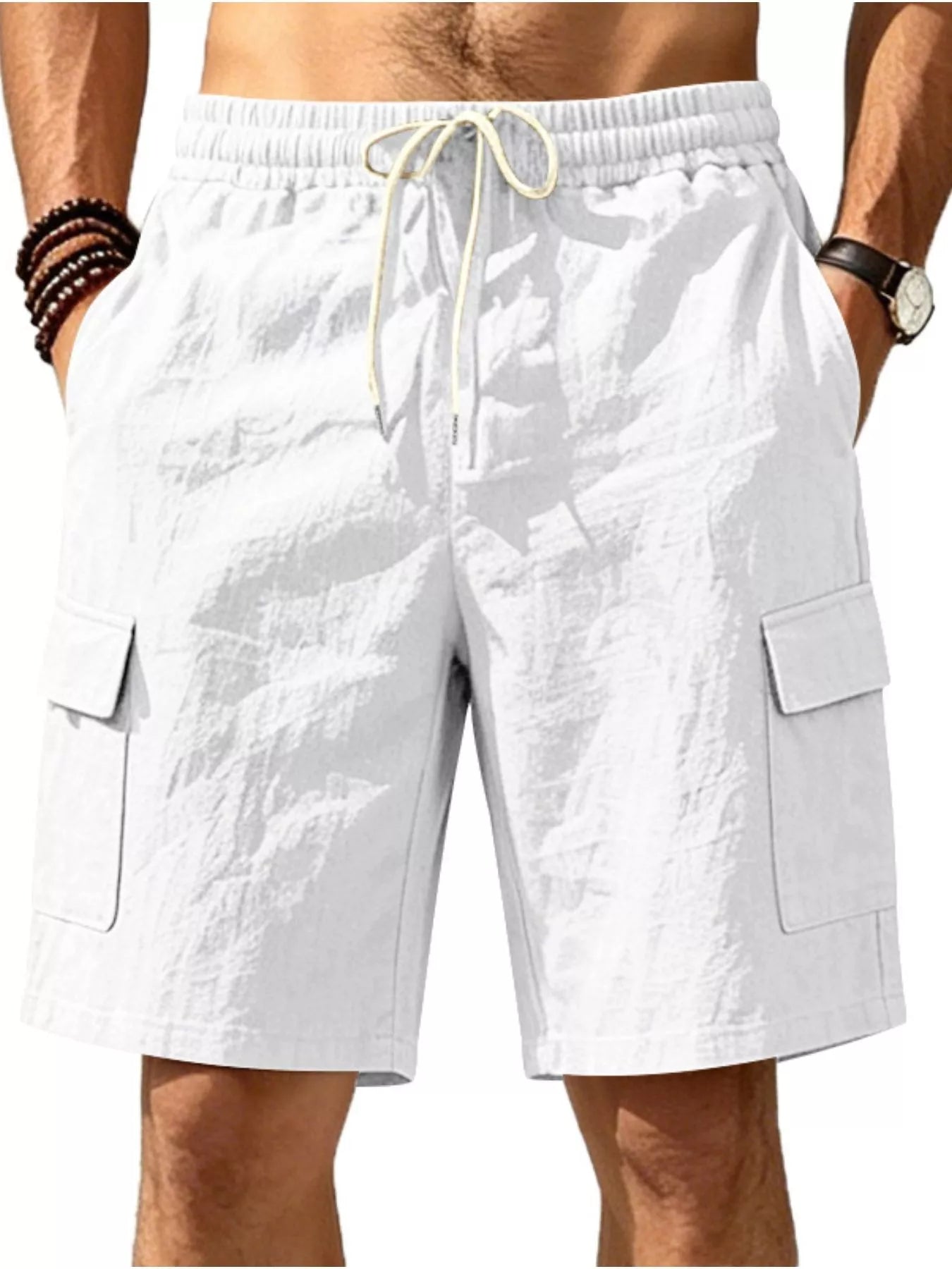 Men's Plus Size Casual Cargo Shorts with Drawstring Waist - Tigbul's Variety Fashion Shop