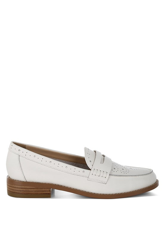 Clotilda Perforated Low Heel Loafers - Tigbul's Variety Fashion Shop
