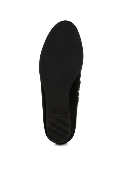 Ohrid Suede & Faux Fur Flat Loafers - Tigbul's Variety Fashion Shop