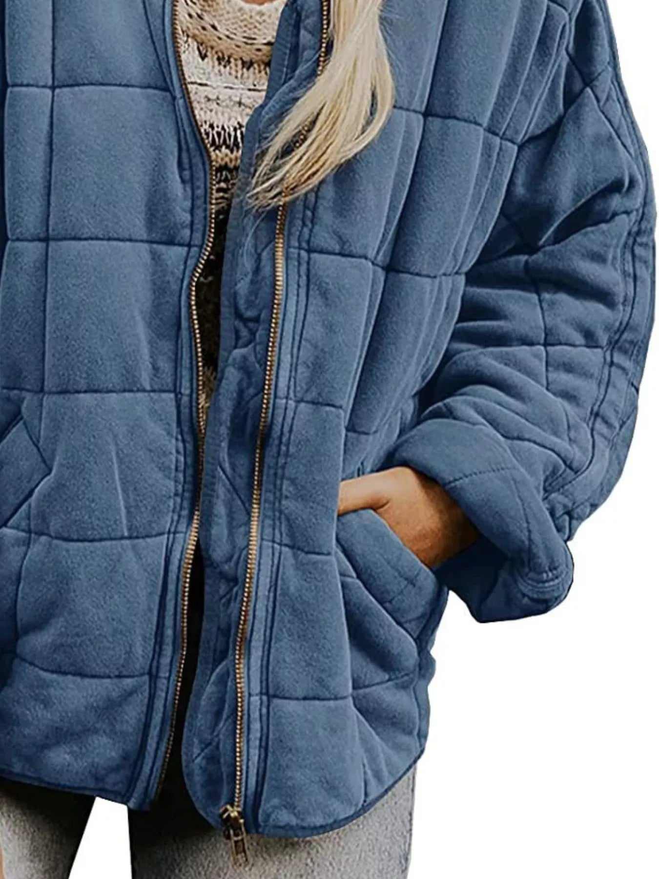 Quilted Zip Up Outerwear - Tigbul's Variety Fashion Shop