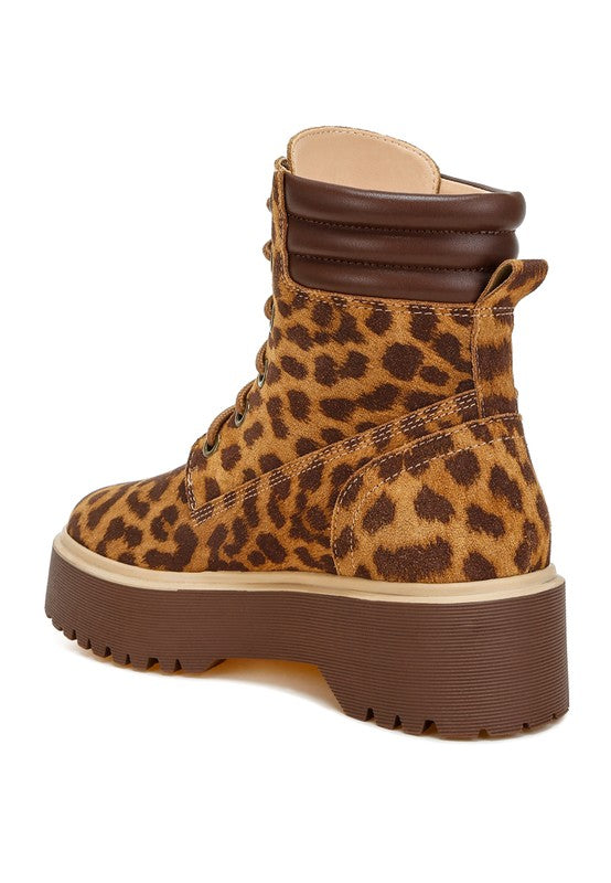 Ujola High Ankle Leopard Print Suede Boots - Tigbul's Variety Fashion Shop