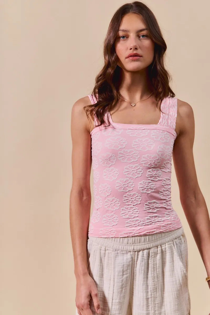 SO ME Two Tone Floral Seamless Tank Top - Tigbul's Variety Fashion Shop