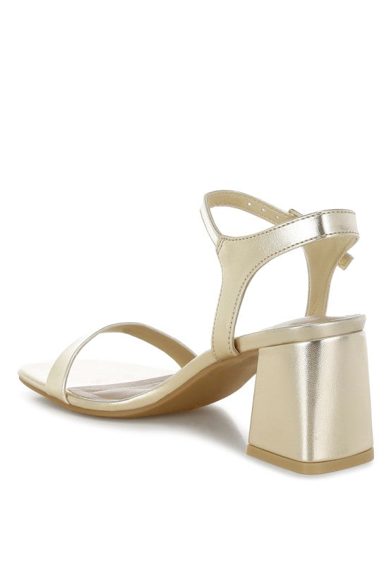 Kazara Metallic Faux Leather Block Heels - Tigbul's Variety Fashion Shop