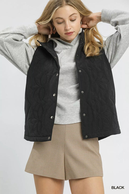 Umgee Quilted Embroidered Vest - Tigbul's Variety Fashion Shop