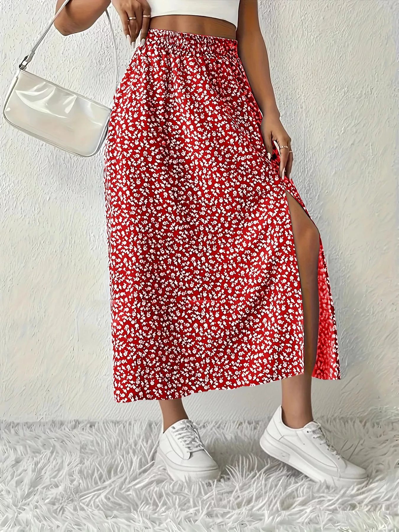 Slit Printed Skirt - Tigbul's Variety Fashion Shop