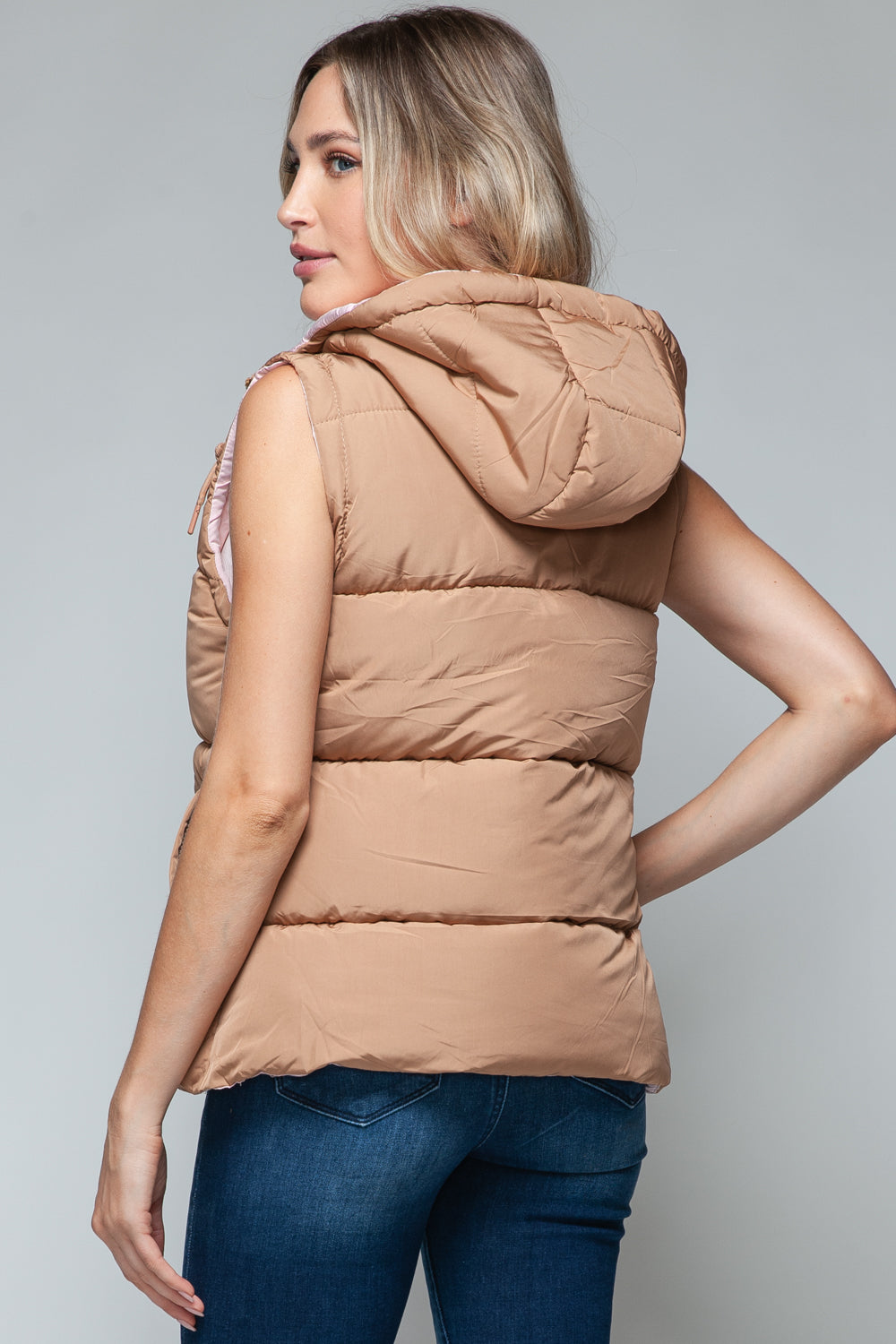 Snobbish Snap and Zip Closure Hooded Vest - Tigbul's Variety Fashion Shop