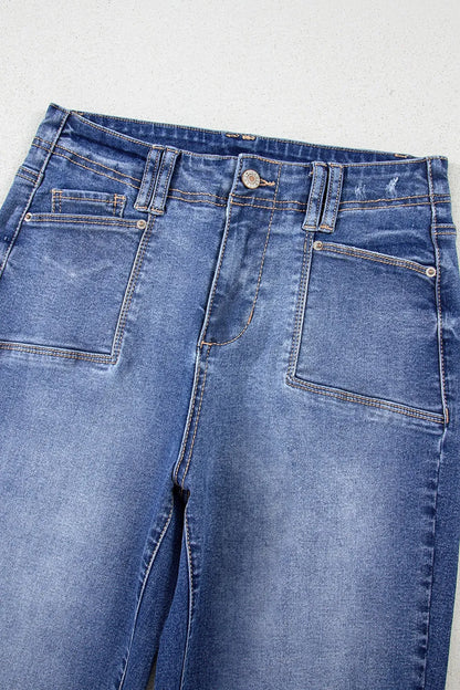 High-Waisted Wide-Leg Vintage Wash Jeans - Tigbul's Variety Fashion Shop