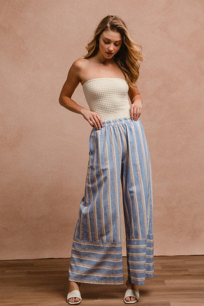 Striped Wide Leg Pants with Pockets - Tigbul's Variety Fashion Shop