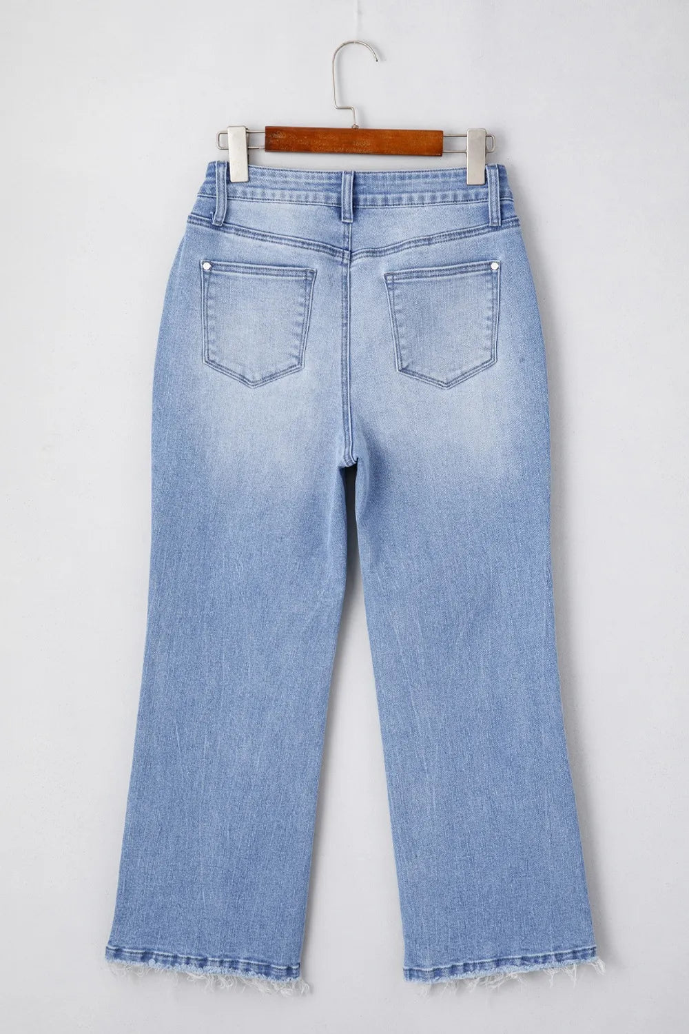 Mineral Wash Raw Hem High Waist Flared Jeans - Tigbul's Variety Fashion Shop