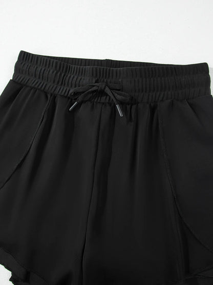 High Waisted Drawstring Swim Shorts - Tigbul's Variety Fashion Shop
