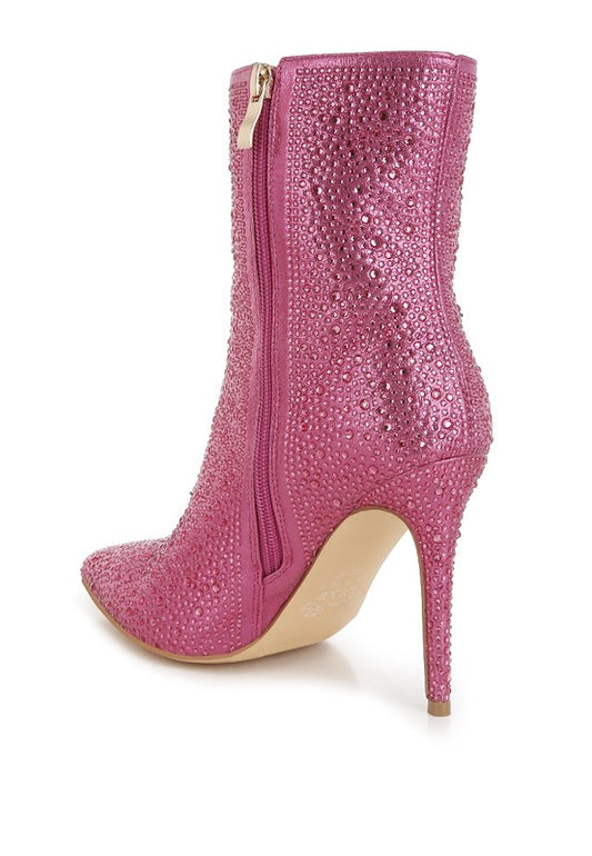 Anun Rhinestones Embellished High Ankle Boots - Tigbul's Variety Fashion Shop