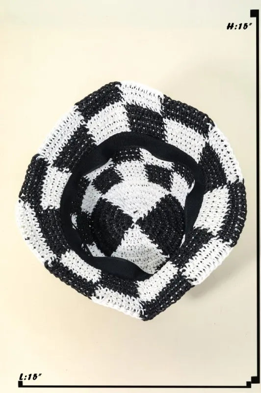 Fame Checkered Pattern Knit Bucket Hat - Tigbul's Variety Fashion Shop