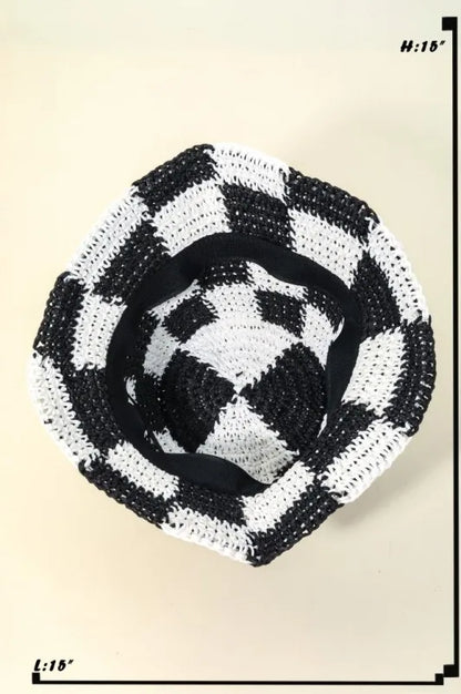 Fame Checkered Pattern Knit Bucket Hat - Tigbul's Variety Fashion Shop