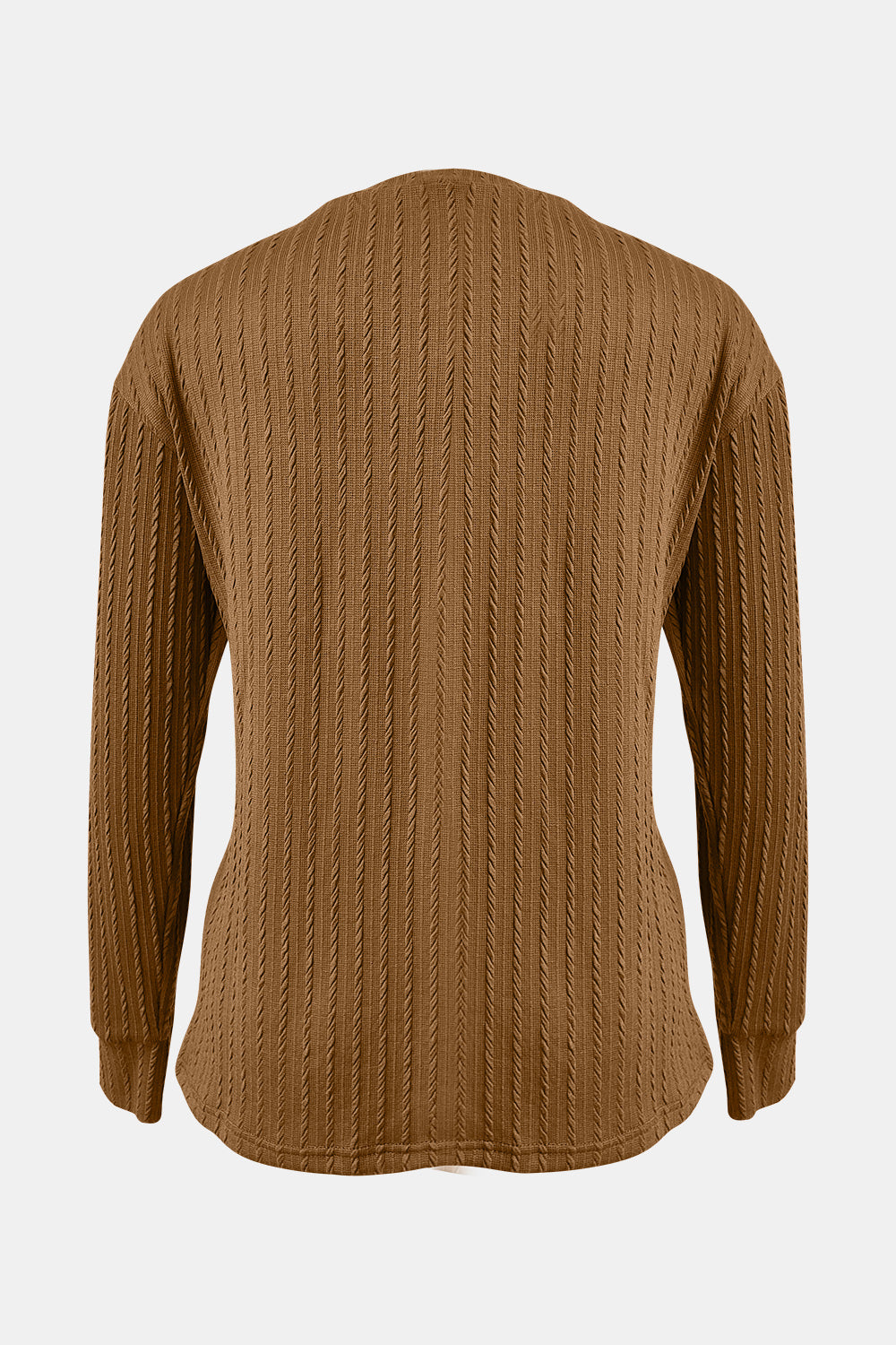 Textured V-Neck Long Sleeve T-Shirt - Tigbul's Variety Fashion Shop