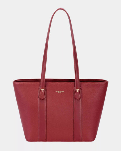David Jones Leather Tote Bag with Gold Hardware - Tigbul's Variety Fashion Shop