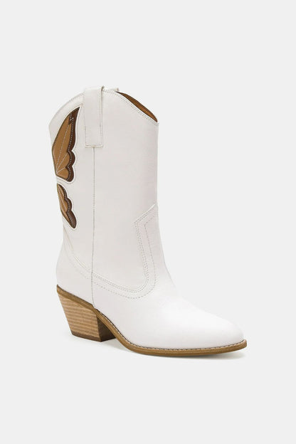 White Butterfly Cut Detail Point Toe Boots - Tigbul's Variety Fashion Shop