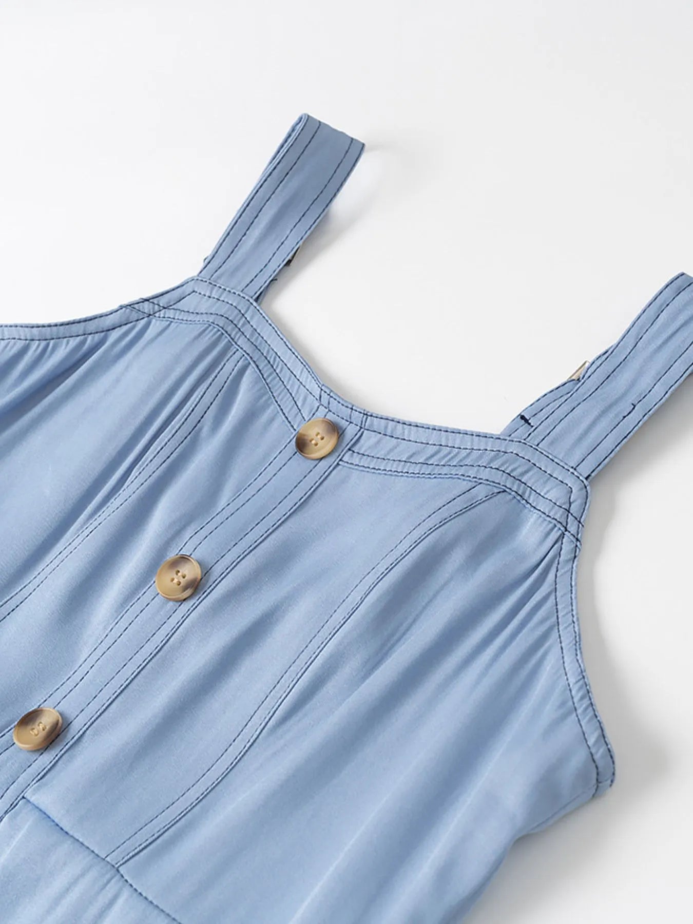 Wide Strap Sweetheart Neck Denim Dress - Tigbul's Variety Fashion Shop