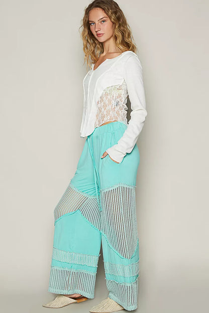 POL Drawstring Elastic Waistband Wide-Leg Pants - Tigbul's Variety Fashion Shop
