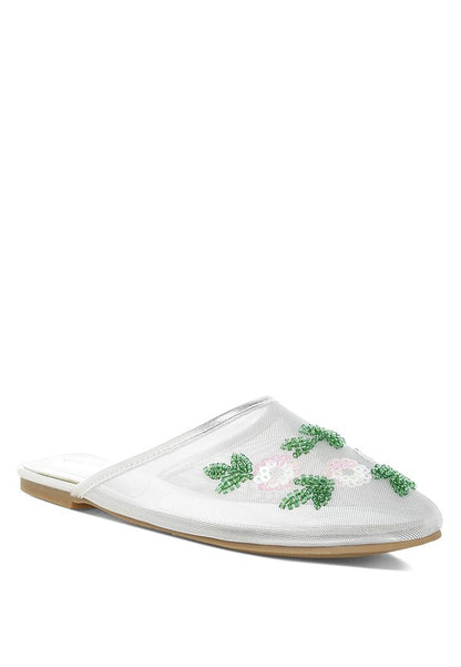 Nahra Mesh Sequin Beaded Mules - Tigbul's Variety Fashion Shop