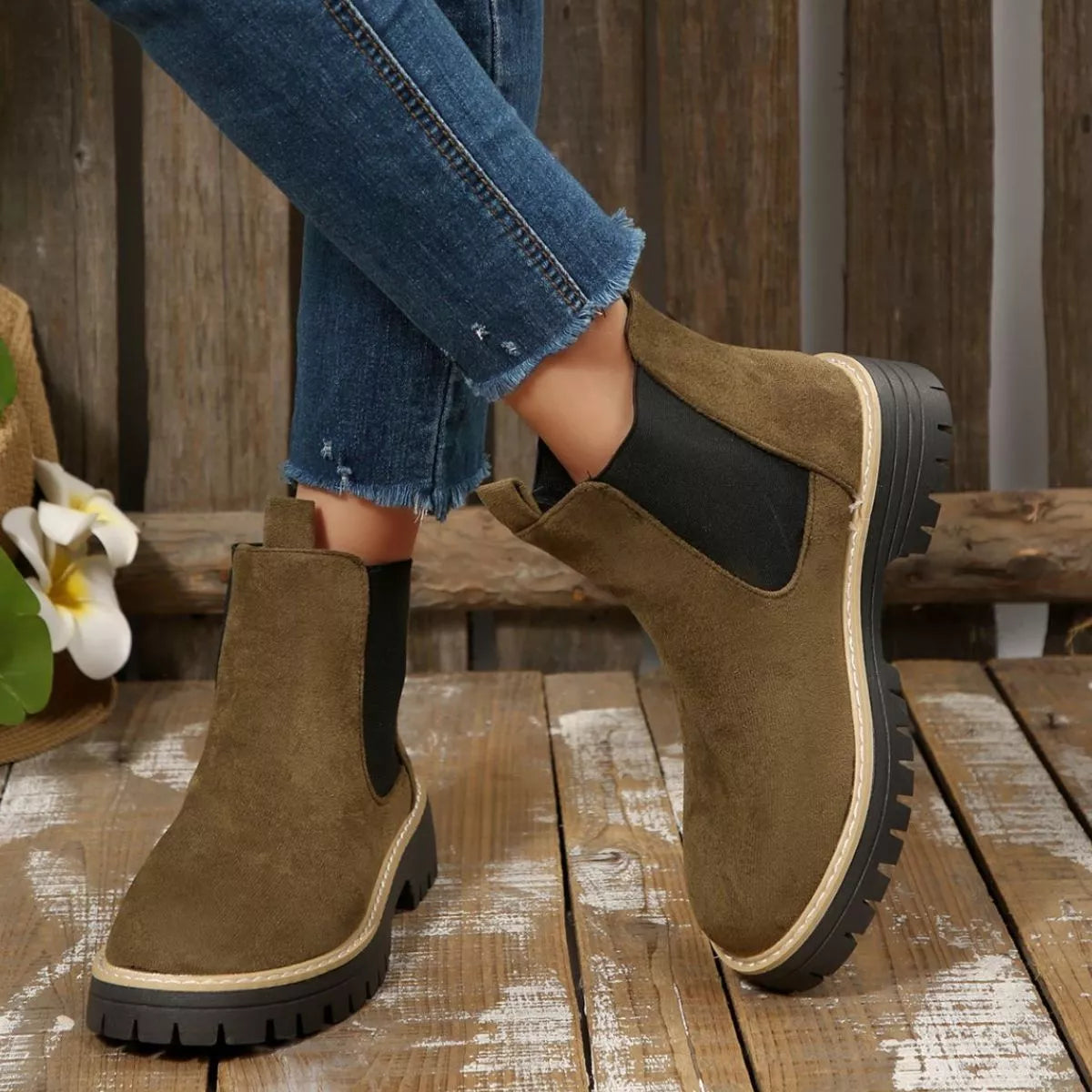 Round Toe Block Heels Boots - Tigbul's Variety Fashion Shop