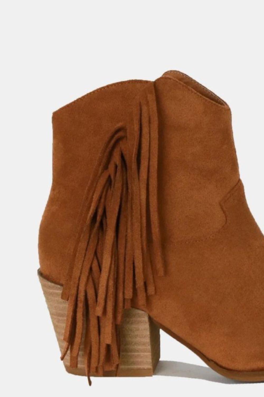 Brown Suede Fringe Point Toe Ankle Boots