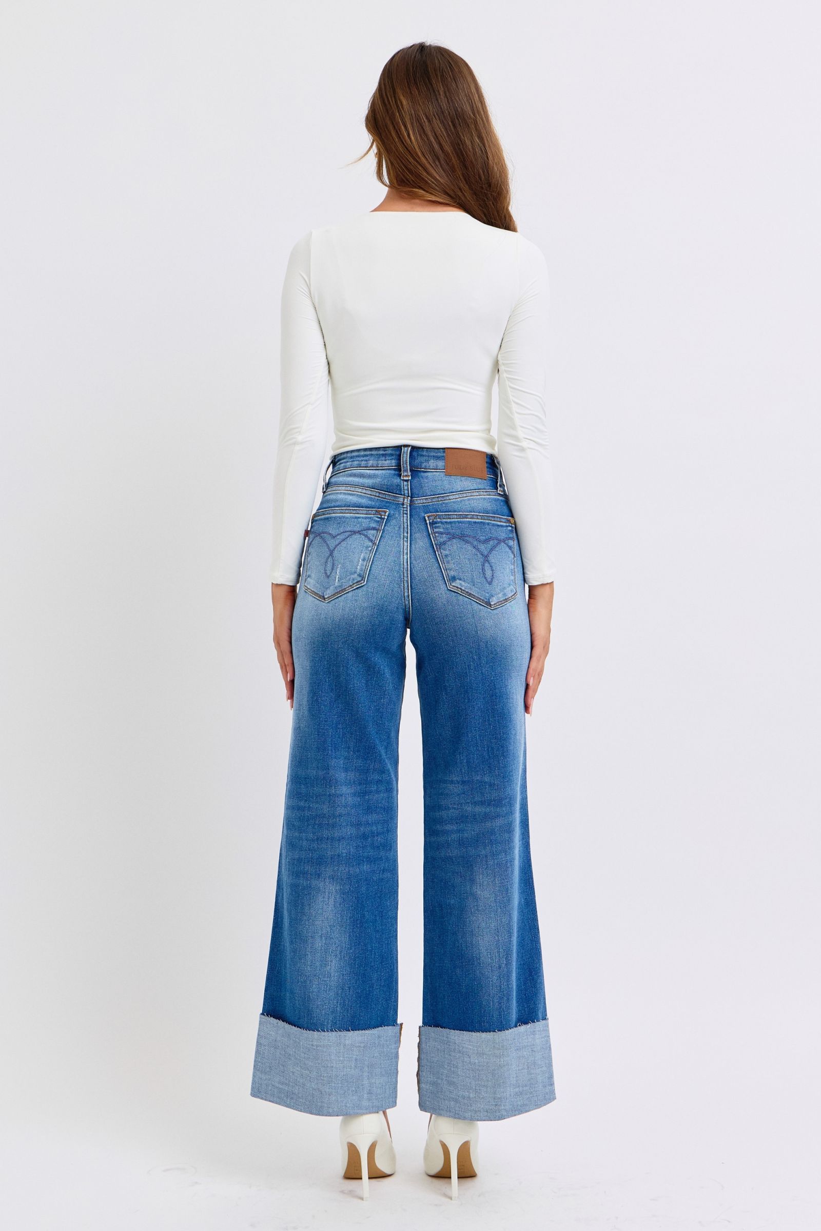 Judy Blue Full Size Distressed High Waist Wide Leg Jeans - Tigbul's Variety Fashion Shop