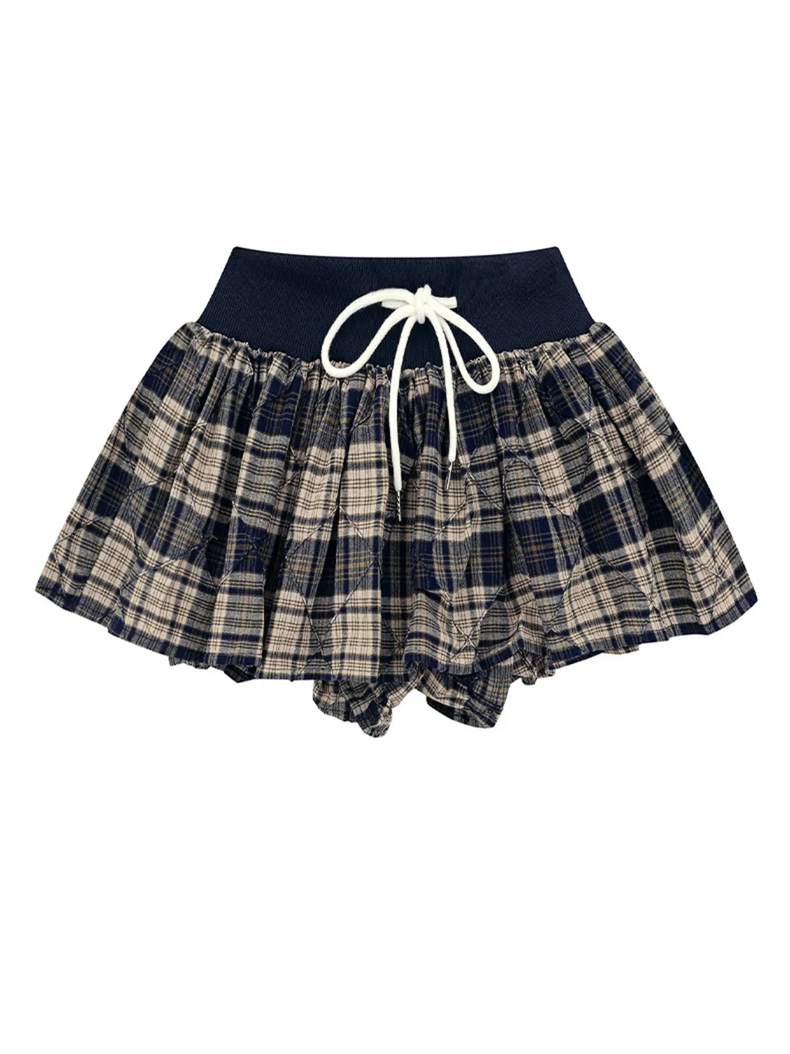 Drawstring Plaid Skort - Tigbul's Variety Fashion Shop