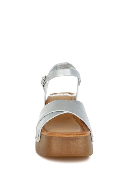 Morasa Metallic Pleather Clog Sandals - Tigbul's Variety Fashion Shop