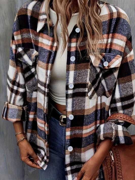 Oversized Plaid Flannel Button-Up Shacket - Tigbul's Variety Fashion Shop